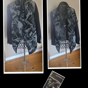 Le Château Black and Gray Patterned Cardigan